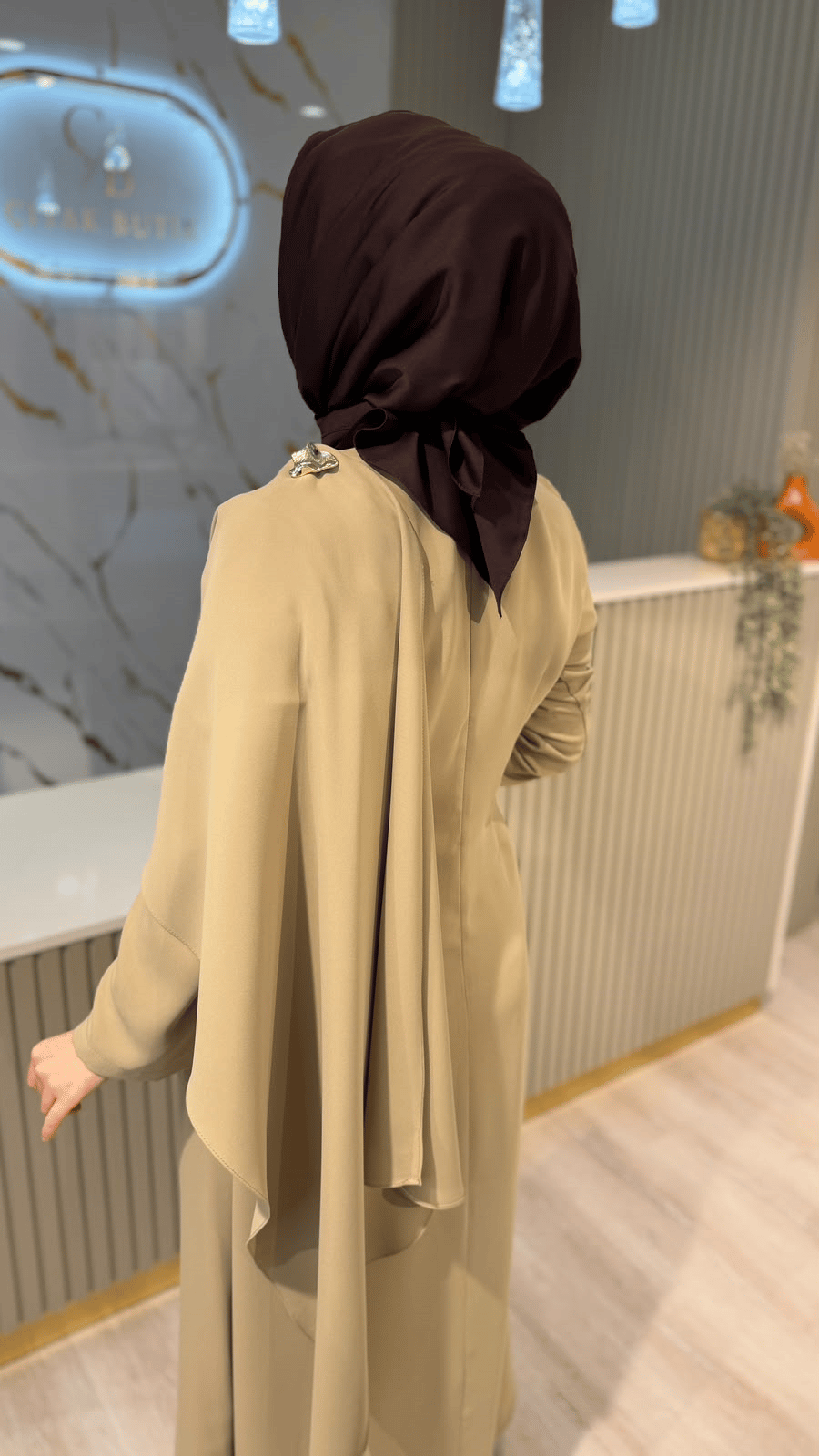 OTTO 01503 ŞAL YAKA ELBİSE - OLİVE