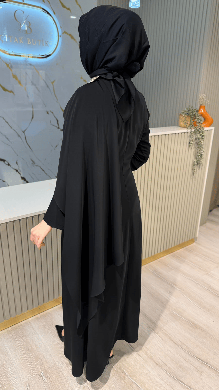 OTTO 01503 ŞAL YAKA ELBİSE - SİYAH