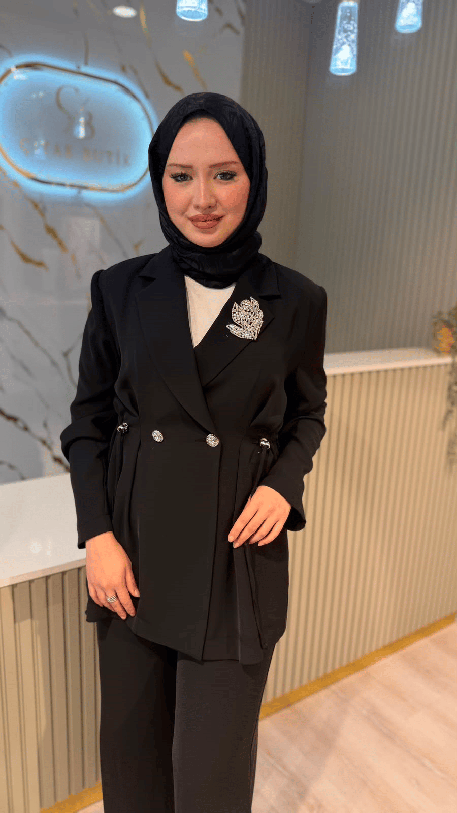 OTTO 7401 BROŞLU TAKIM -  SİYAH
