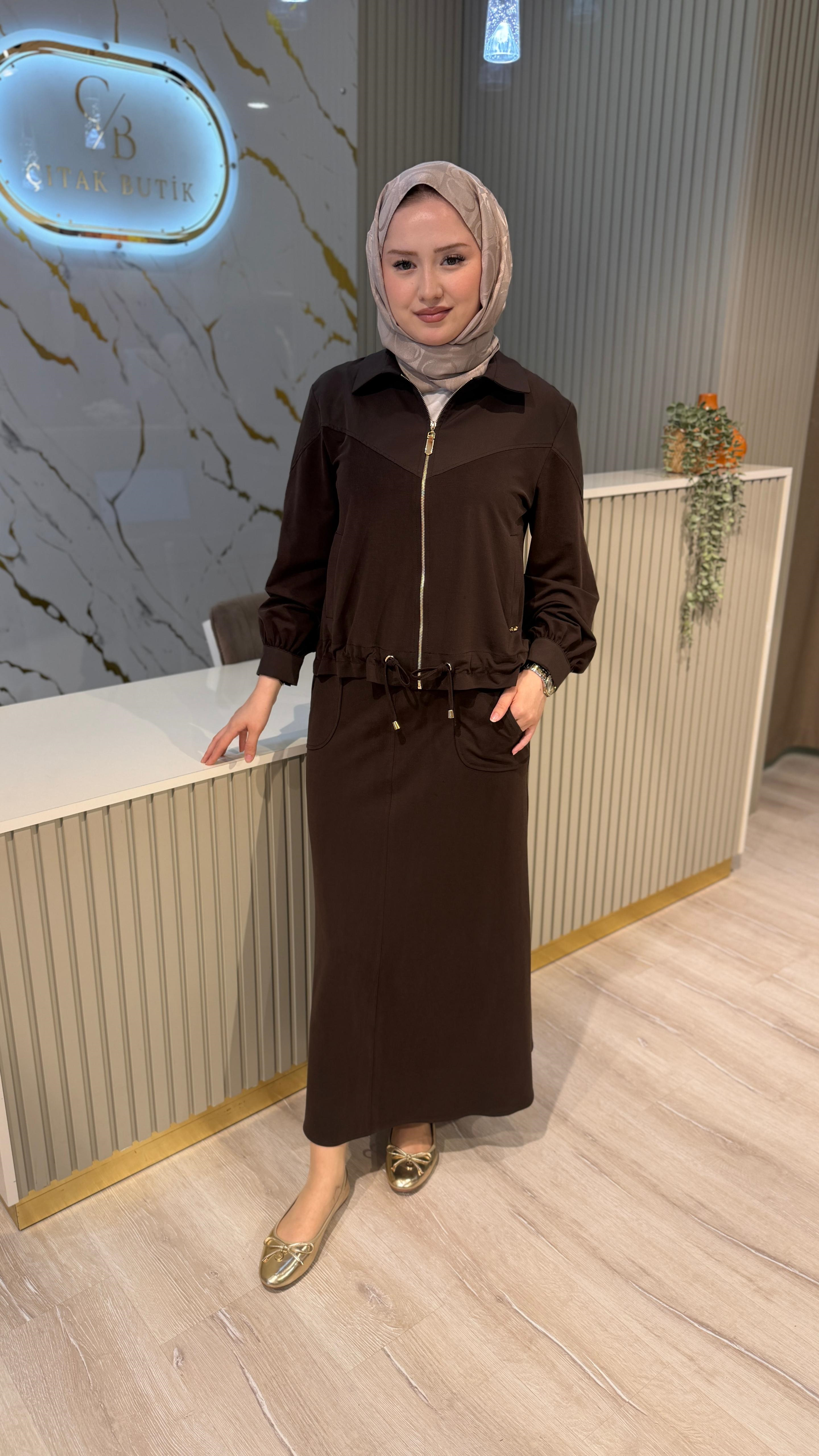 OTTO 7479 ETEKLİ TAKIM - KAHVE