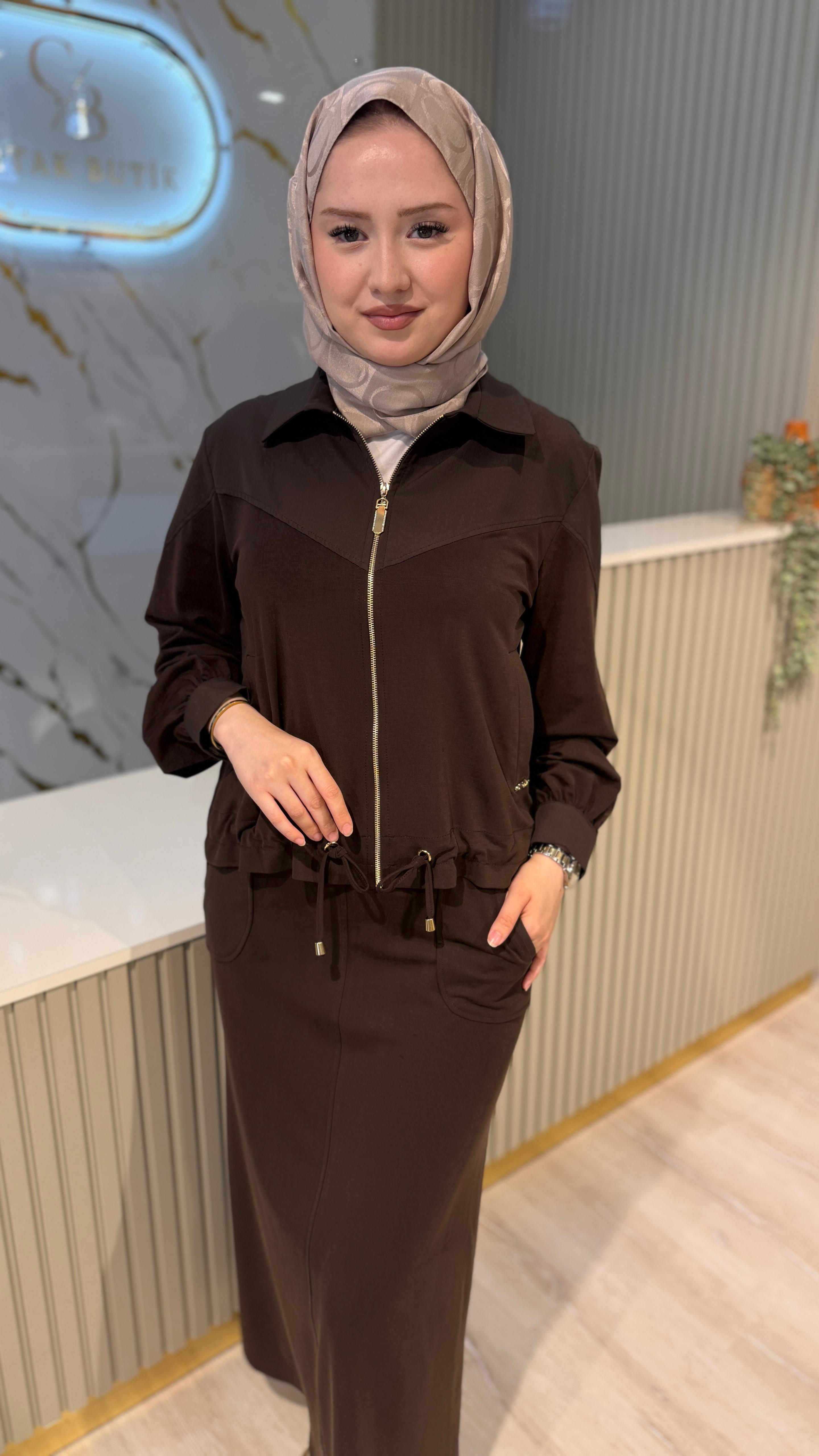 OTTO 7479 ETEKLİ TAKIM - KAHVE