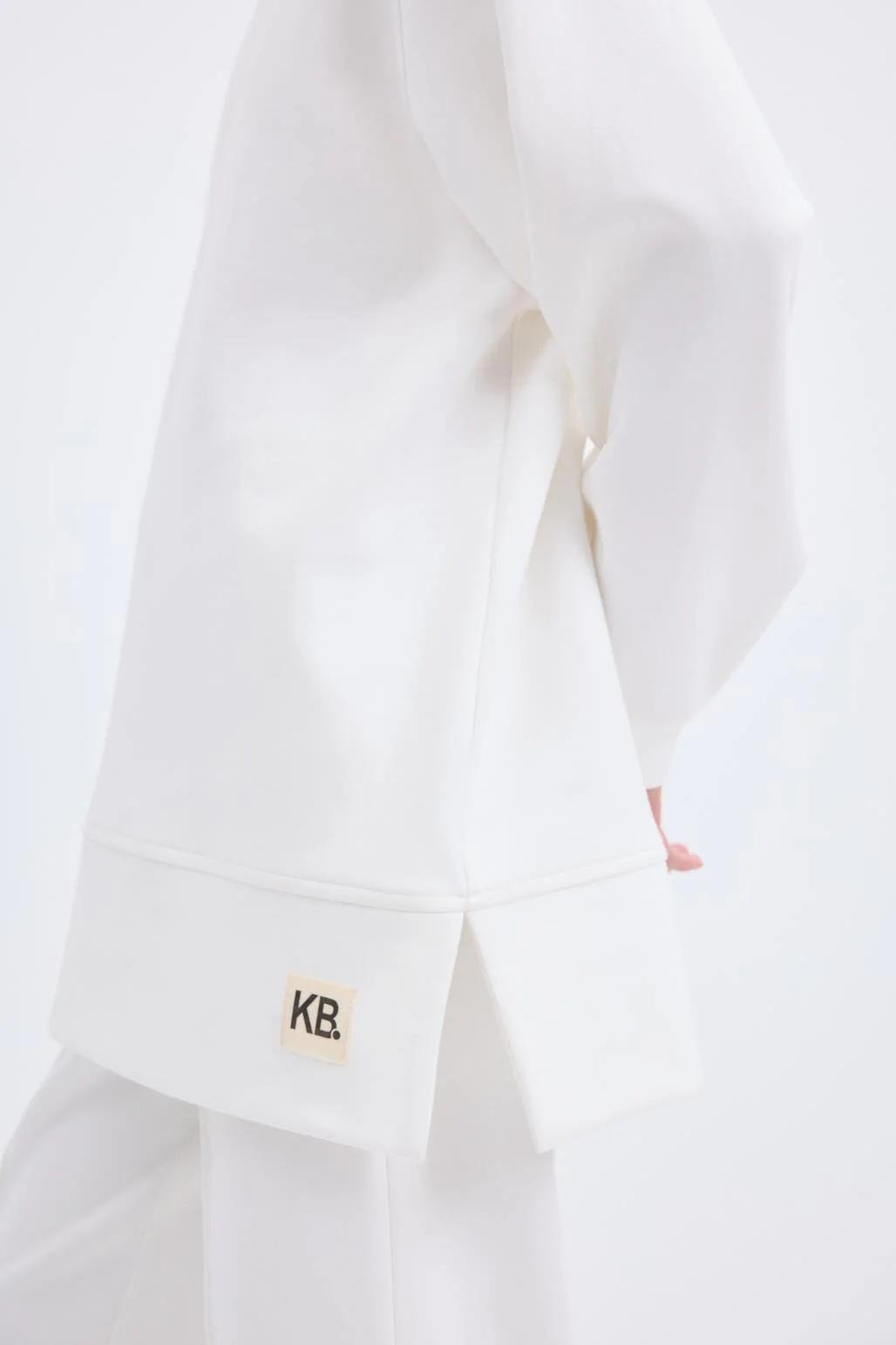 OVERSIZE YANDAN YIRTMAÇLI SWEATSHIRT-EKRU