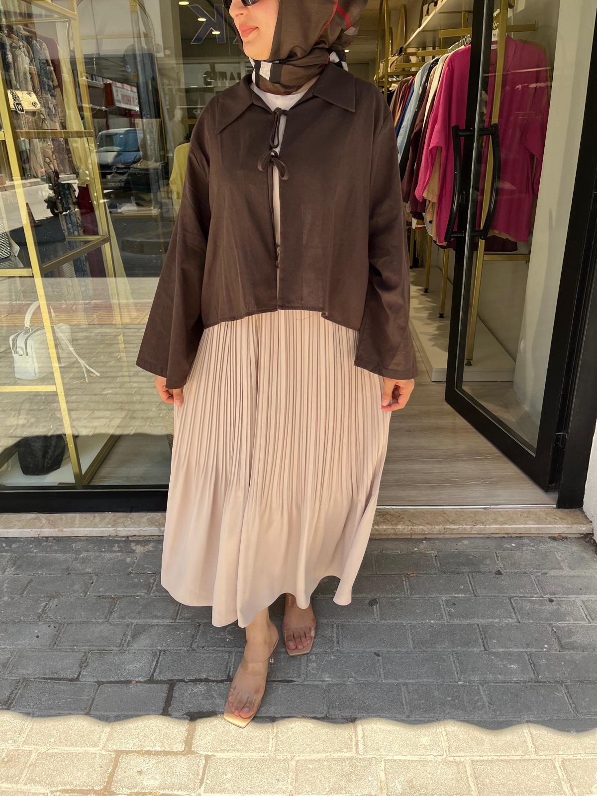 PİLELİ ETEK-BEJ
