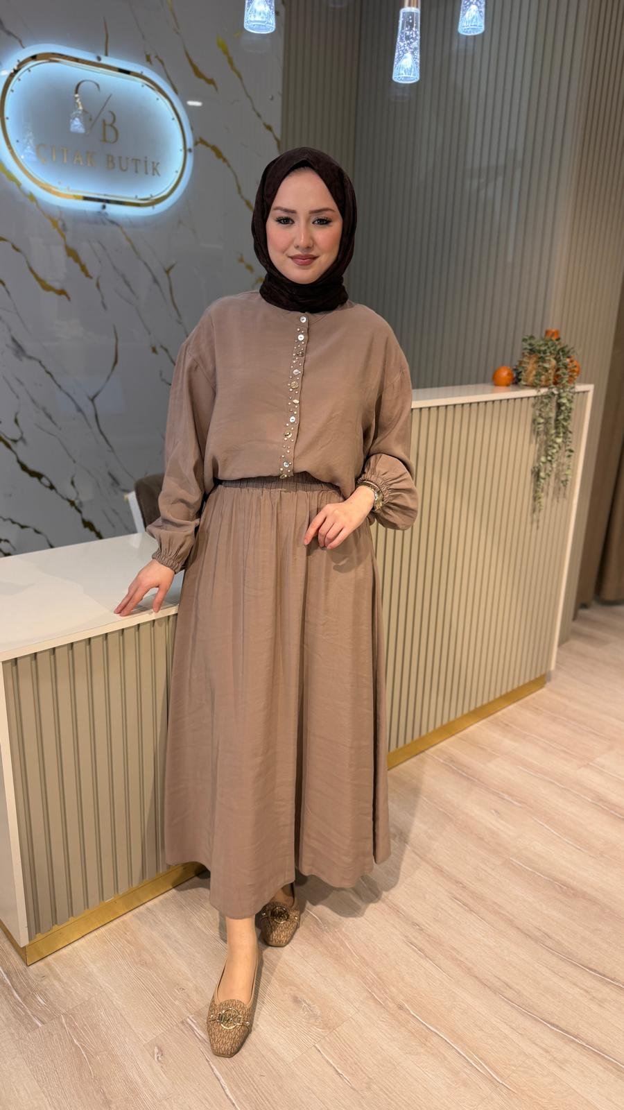 PUANE 14434 ETEKLİ TAKIM - SÜTLÜ KAHVE