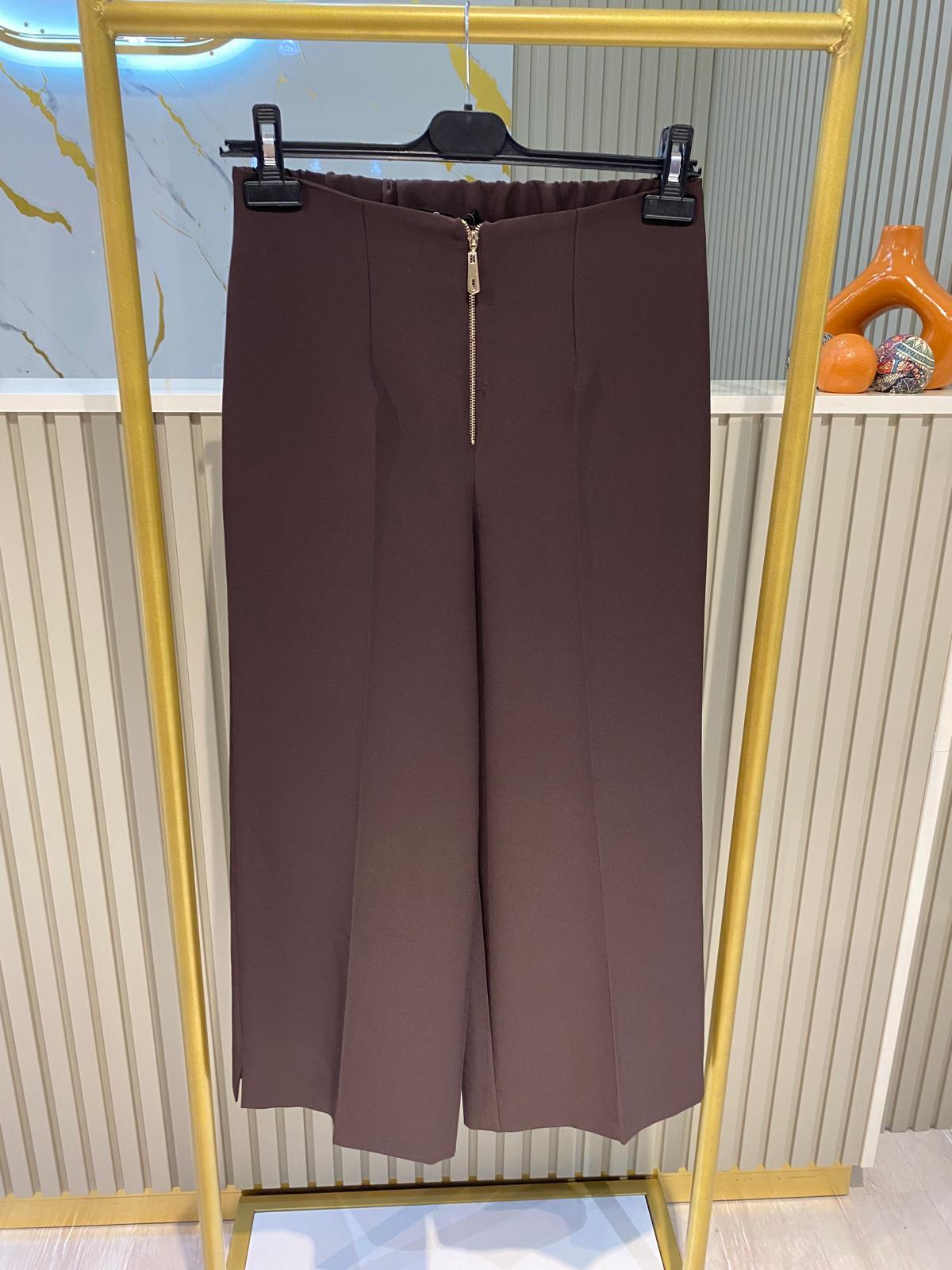 SENTEZ 5565 QUEEN KISA GENİŞ PAÇA PANTALON-KAHVE