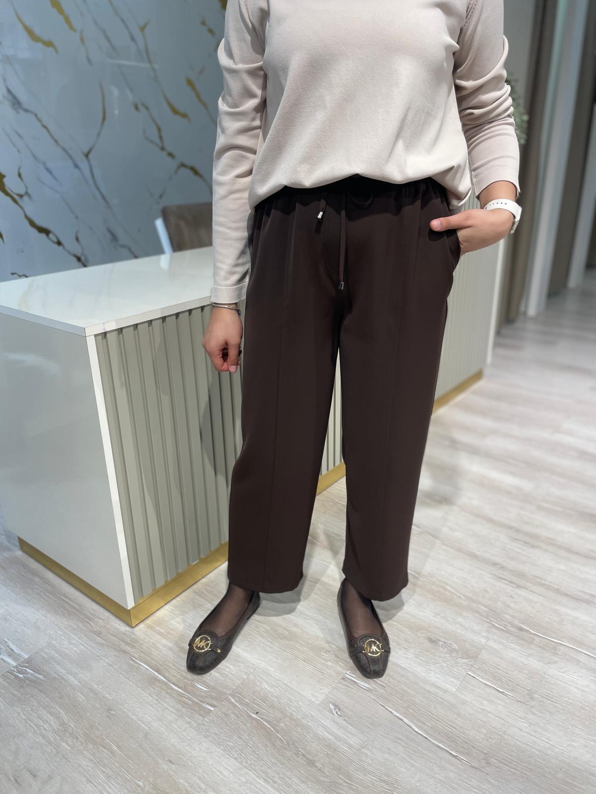 SENTEZ 5618 ELEGANCE BELİ LASTİKLİ DAR PAÇA PANTOLON-KAHVE