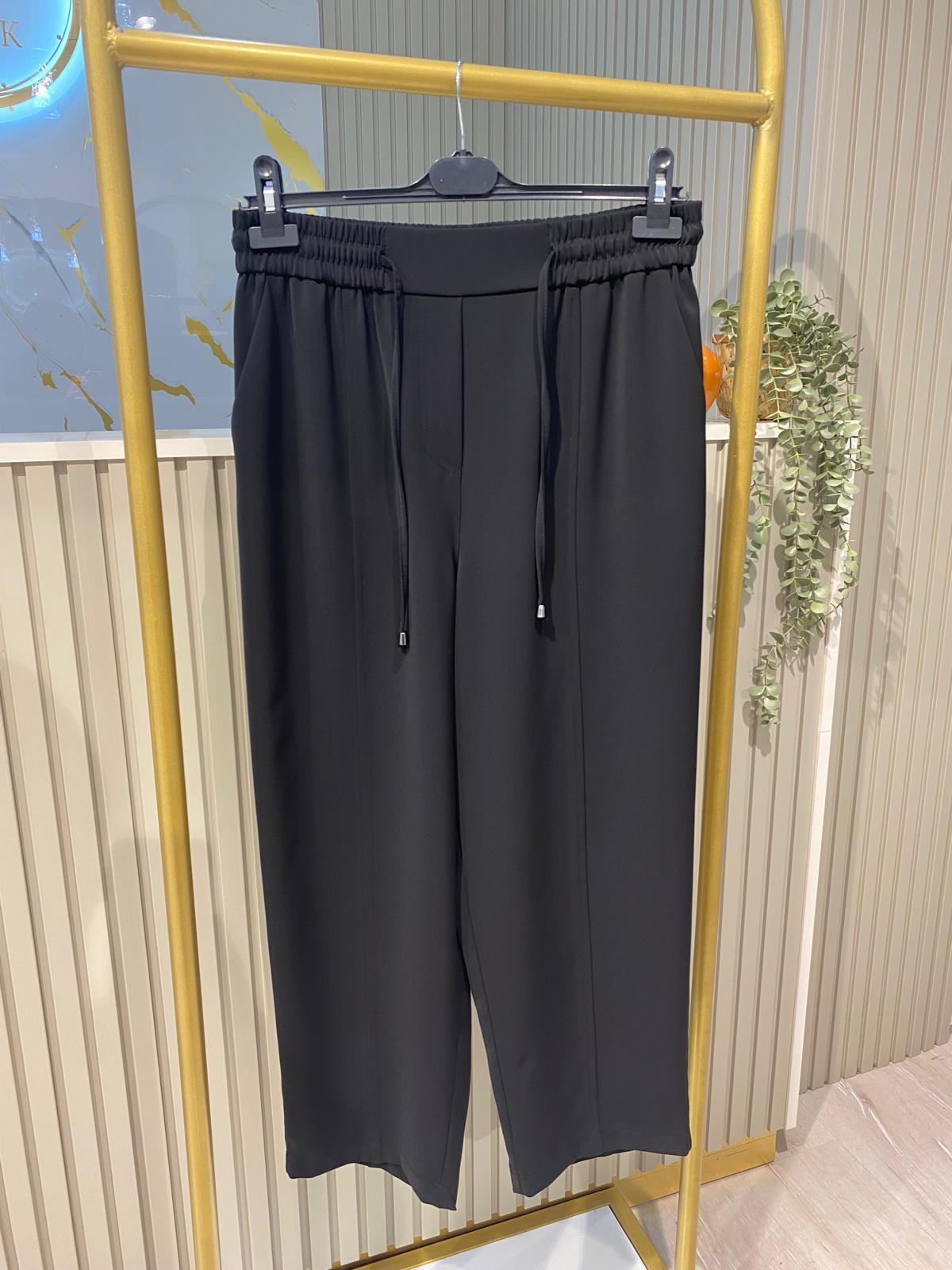 SENTEZ 5618 ELEGANCE BELİ LASTİKLİ DAR PAÇA PANTOLON-SİYAH
