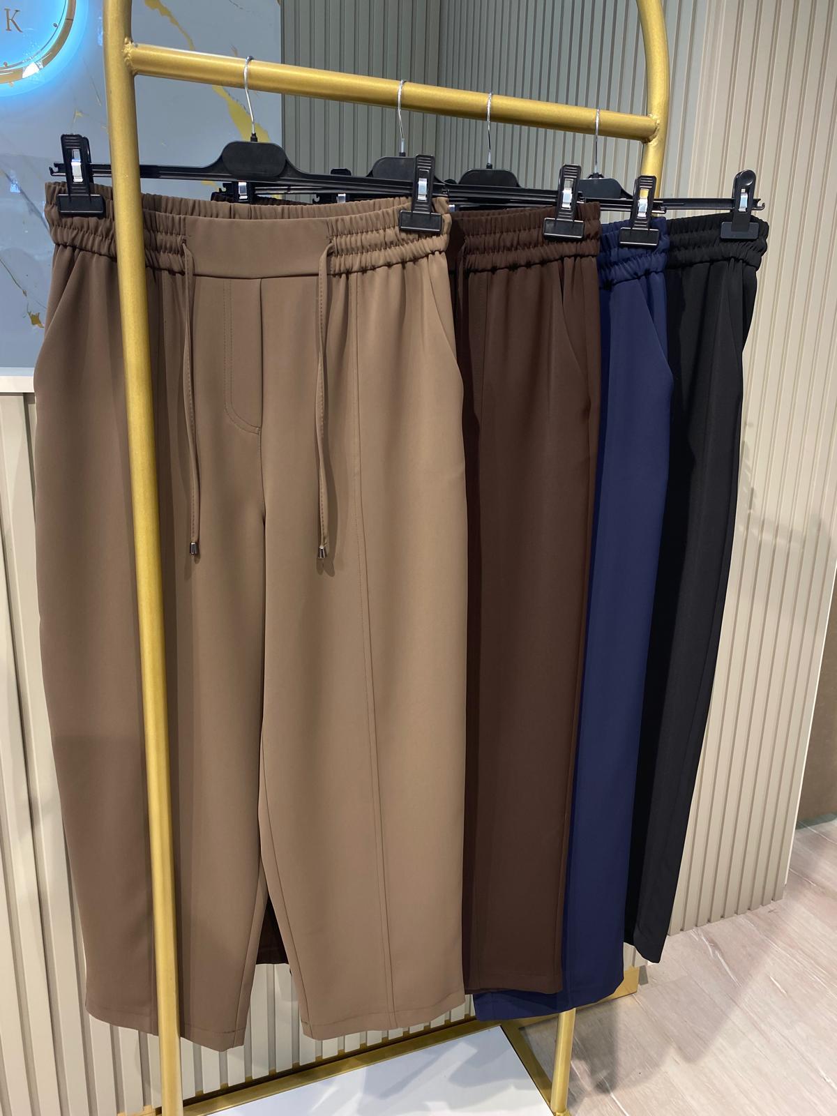 SENTEZ 5618 ELEGANCE BELİ LASTİKLİ DAR PAÇA PANTOLON-KAHVE