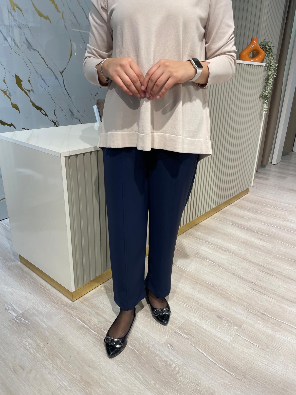 SENTEZ 5618 ELEGANCE BELİ LASTİKLİ DAR PAÇA PANTOLON-LACİVERT