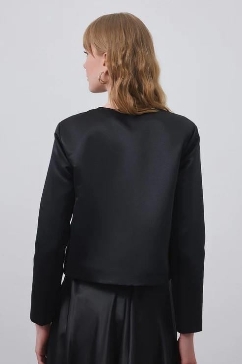 Tafta Mini Ceket -Siyah