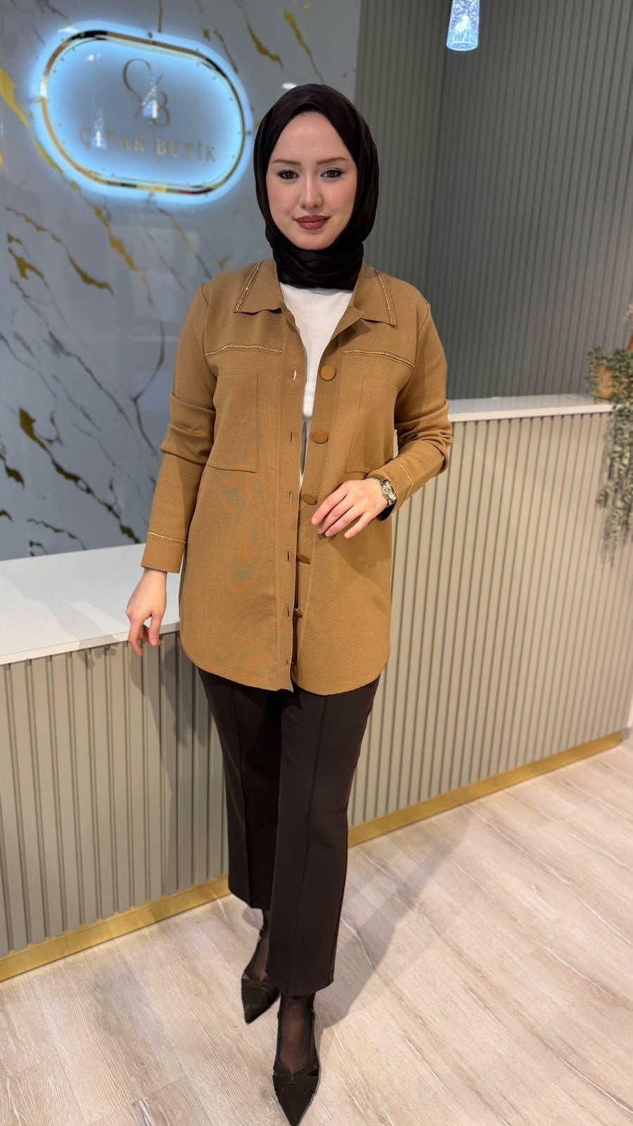 TIĞ TRİKO 21562 CEP DETAYLI RAYON  CEKET- CAMEL