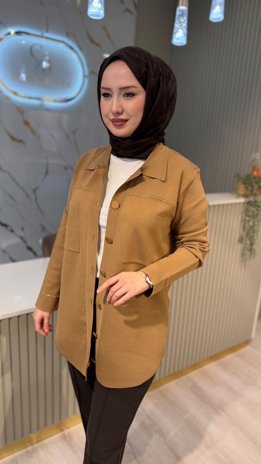 TIĞ TRİKO 21562 CEP DETAYLI RAYON  CEKET- CAMEL