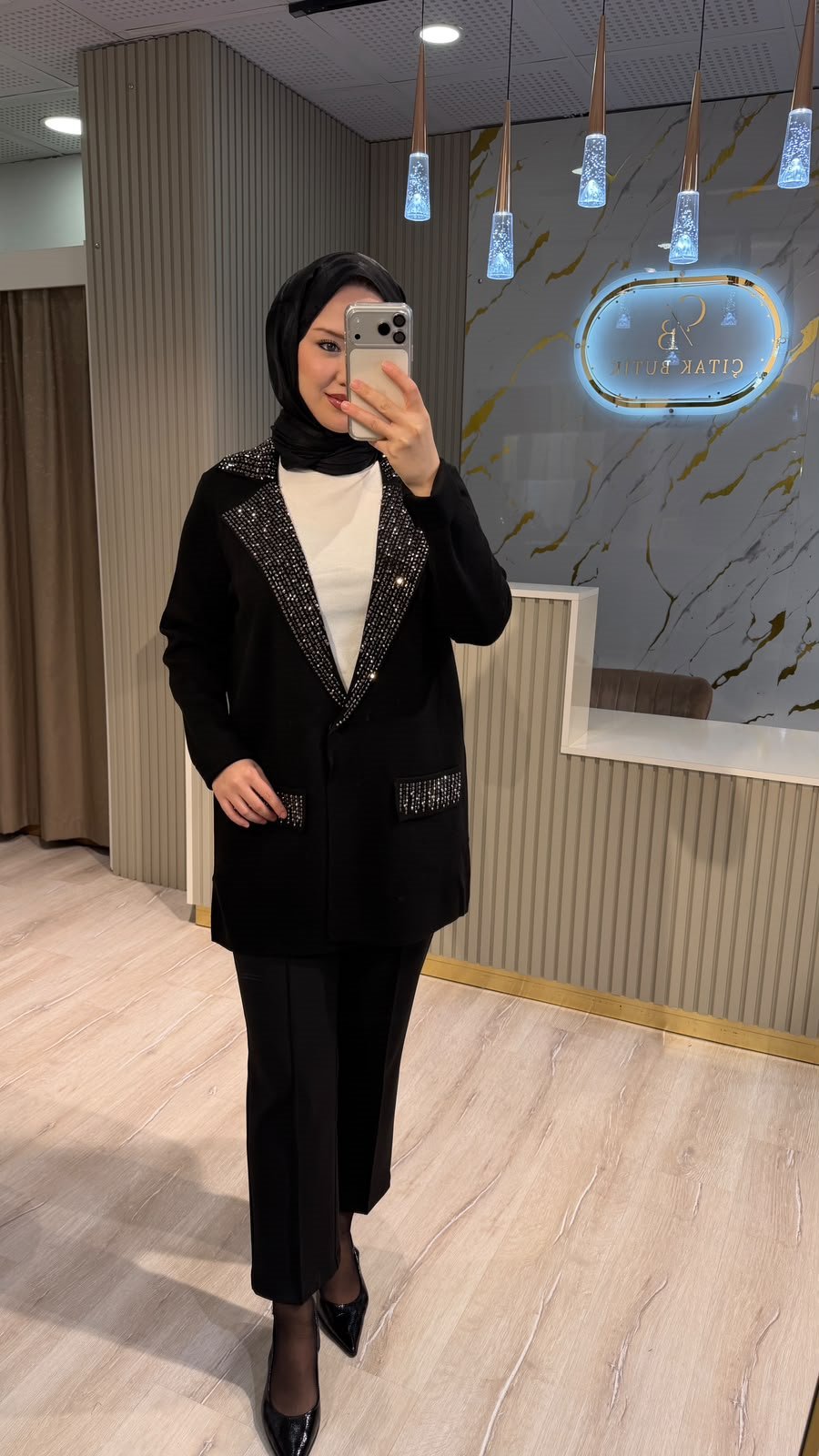TIĞ TRİKO 21713 TAŞ BASKICI CEKET - SİYAH