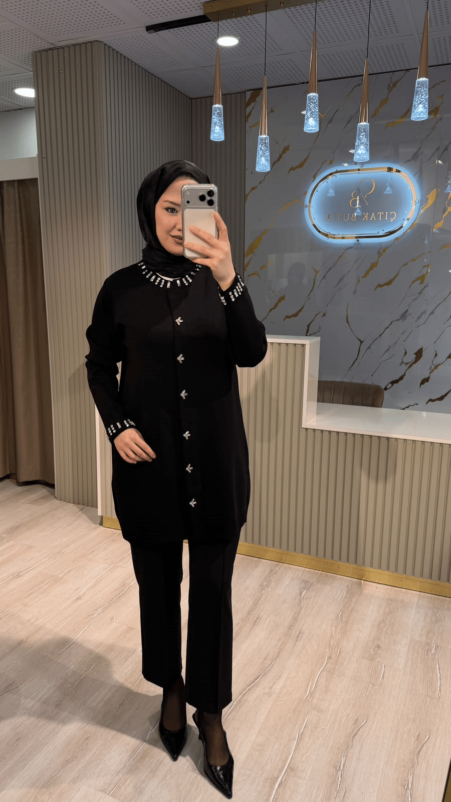 TIĞ TRİKO 21716 YAKASI TAŞLI RAYON CEKET- SİYAH