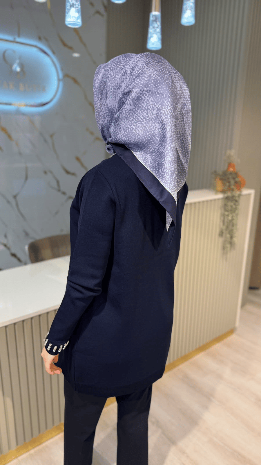 TIĞ TRİKO 21716 YAKASI TAŞLI RAYON CEKET- LACİVERT