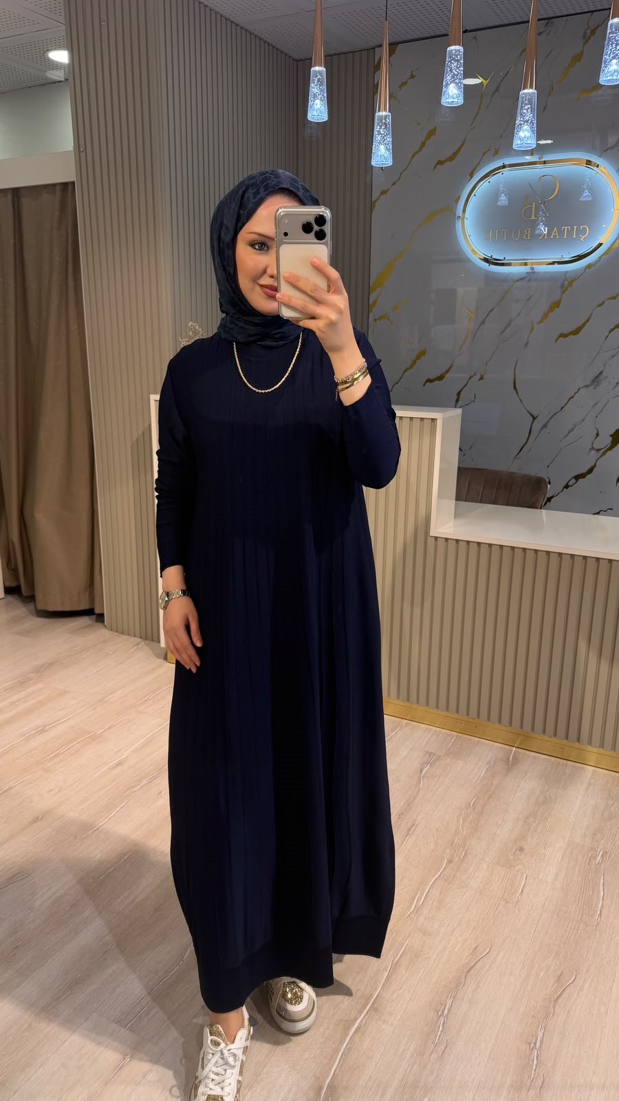 TIĞ TRİKO 21856 NERVÜR DETAYLI RAYON ELBİSE - LACİVERT