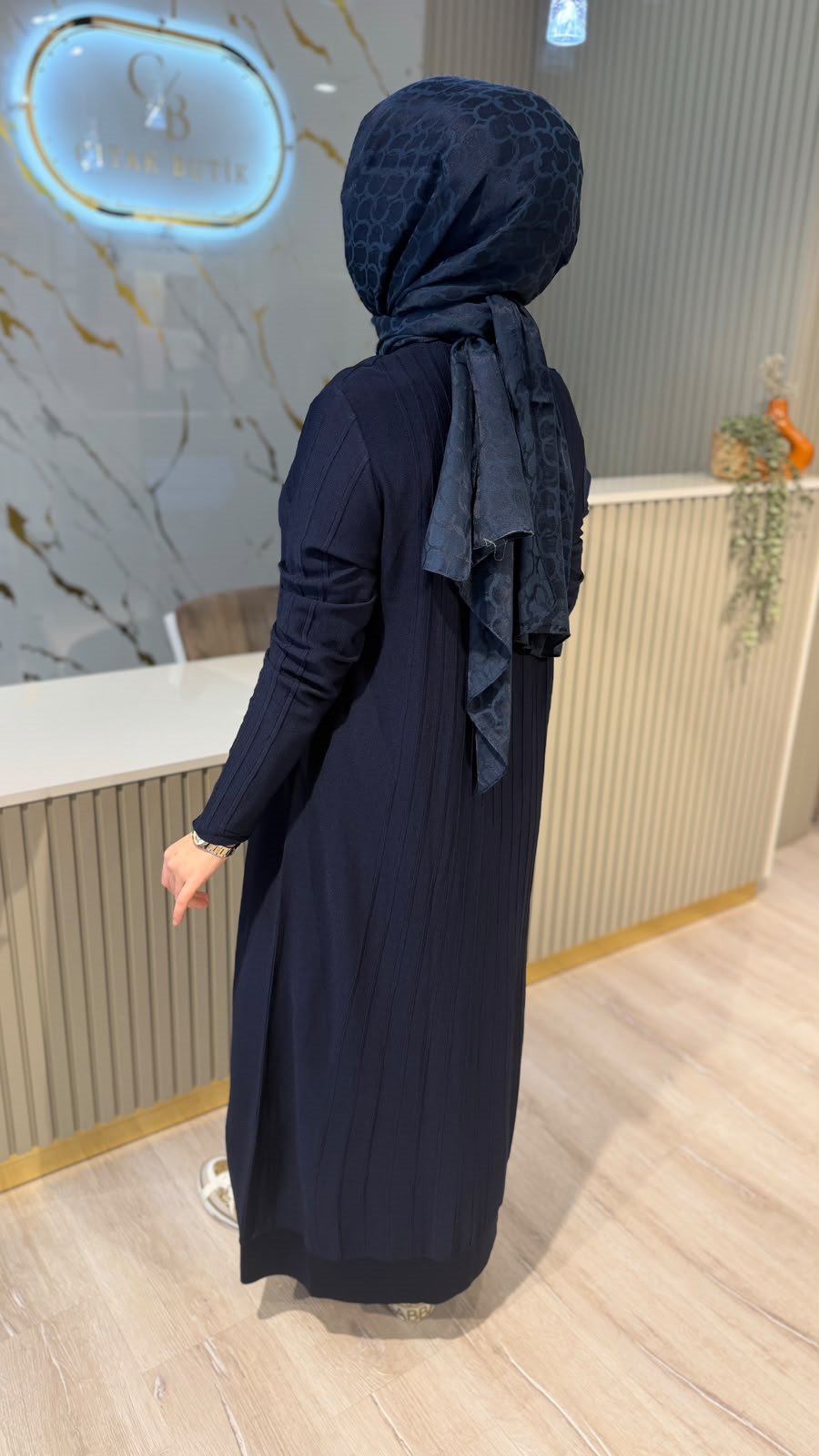 TIĞ TRİKO 21856 NERVÜR DETAYLI RAYON ELBİSE - LACİVERT