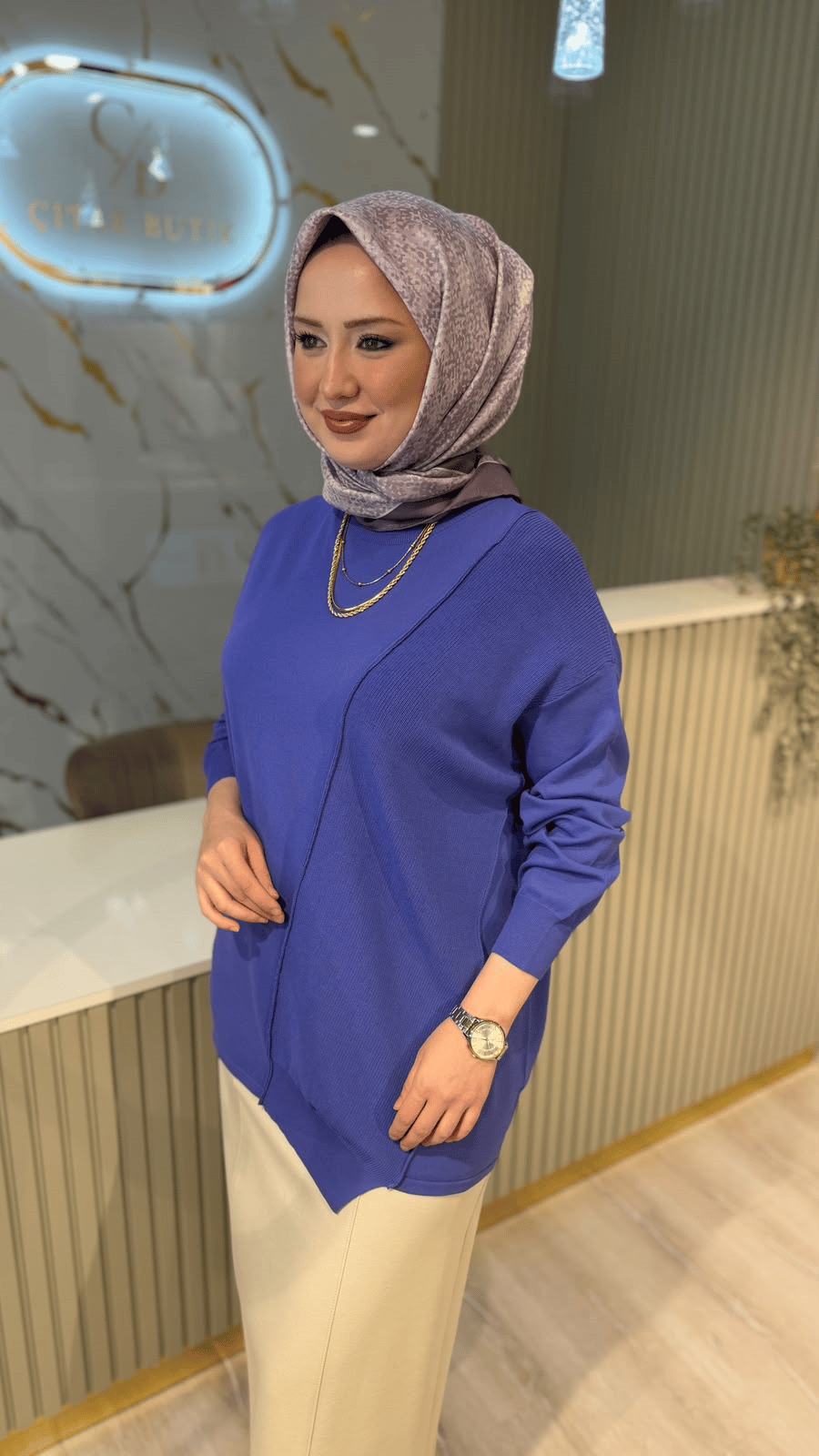 TIĞ TRİKO 21872 ÖRGÜ DETAYLI RAYON TUNIK- LİLA