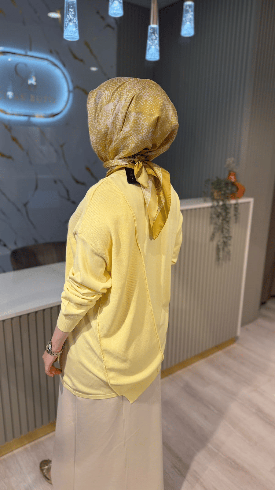TIĞ TRİKO 21872 ÖRGÜ DETAYLI RAYON TUNIK- SARI