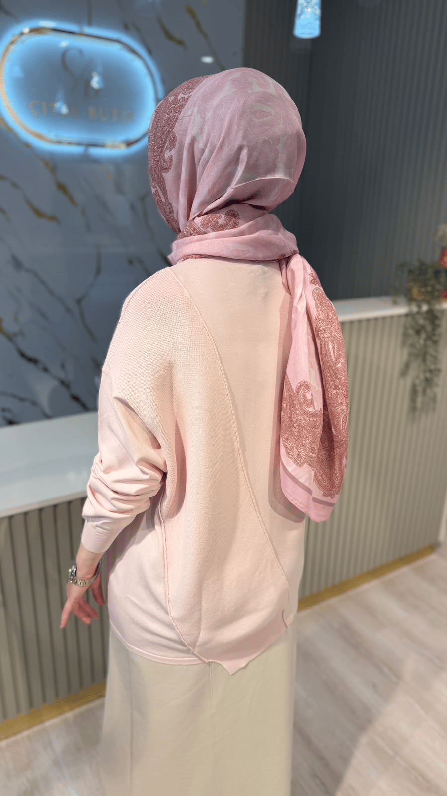 TIĞ TRİKO 21872 ÖRGÜ DETAYLI RAYON TUNIK- PUDRA