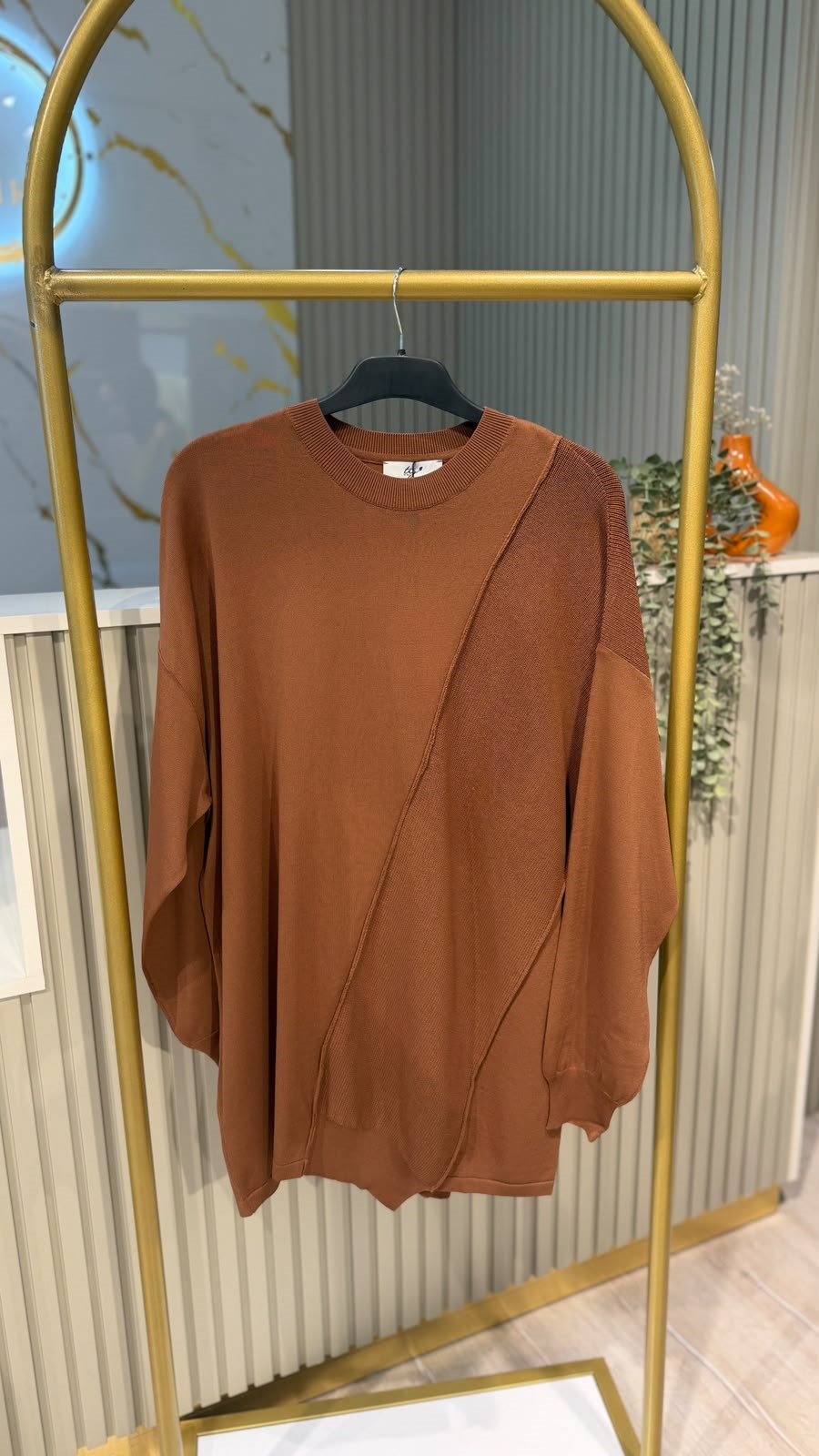 TIĞ TRİKO 21872 ÖRGÜ DETAYLI RAYON TUNIK- KAHVE