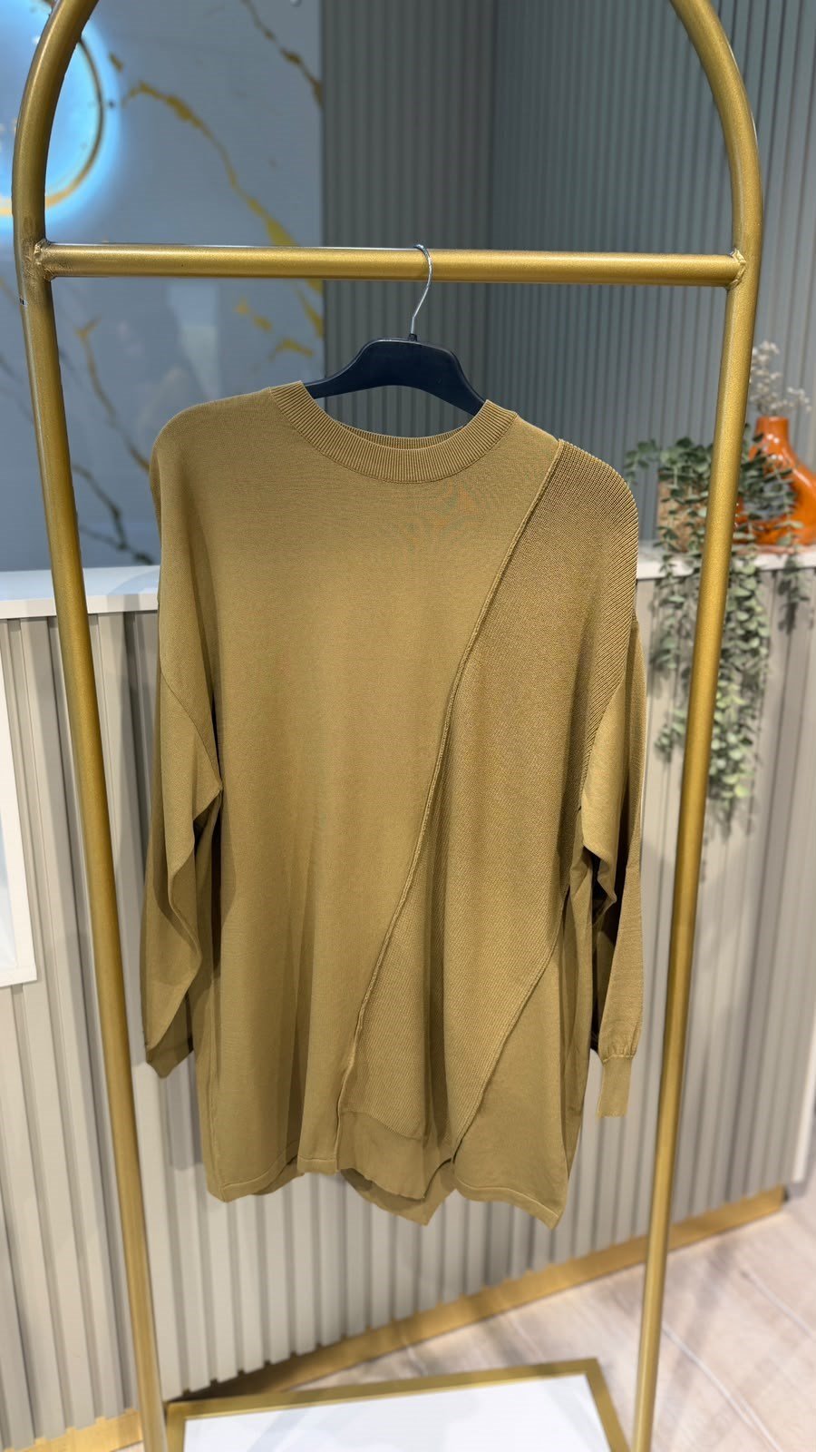 TIĞ TRİKO 21872 ÖRGÜ DETAYLI RAYON TUNIK- OLİVE