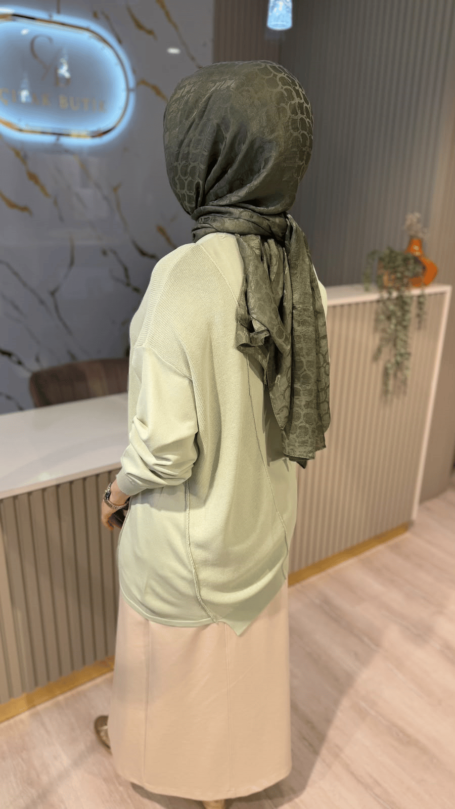 TIĞ TRİKO 21872 ÖRGÜ DETAYLI RAYON TUNIK- MİNT YEŞİLİ