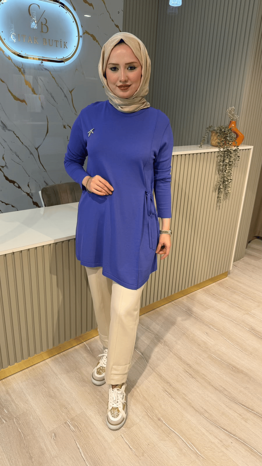 TIĞ TRİKO 2211 BAĞALAMA DETAY RAYON TUNIK- LİLA