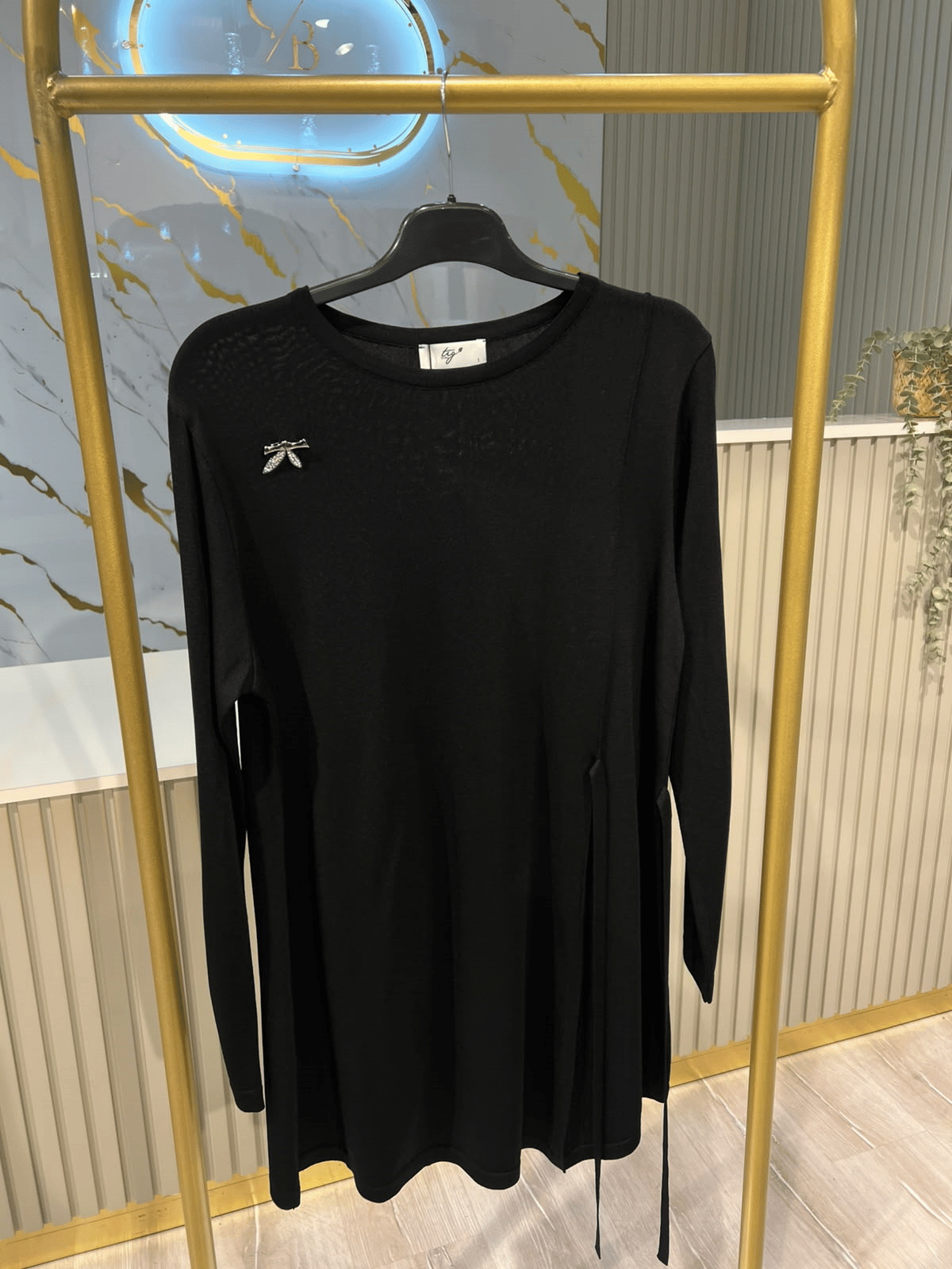 TIĞ TRİKO 2211 BAĞALAMA DETAY RAYON TUNIK- SİYAH
