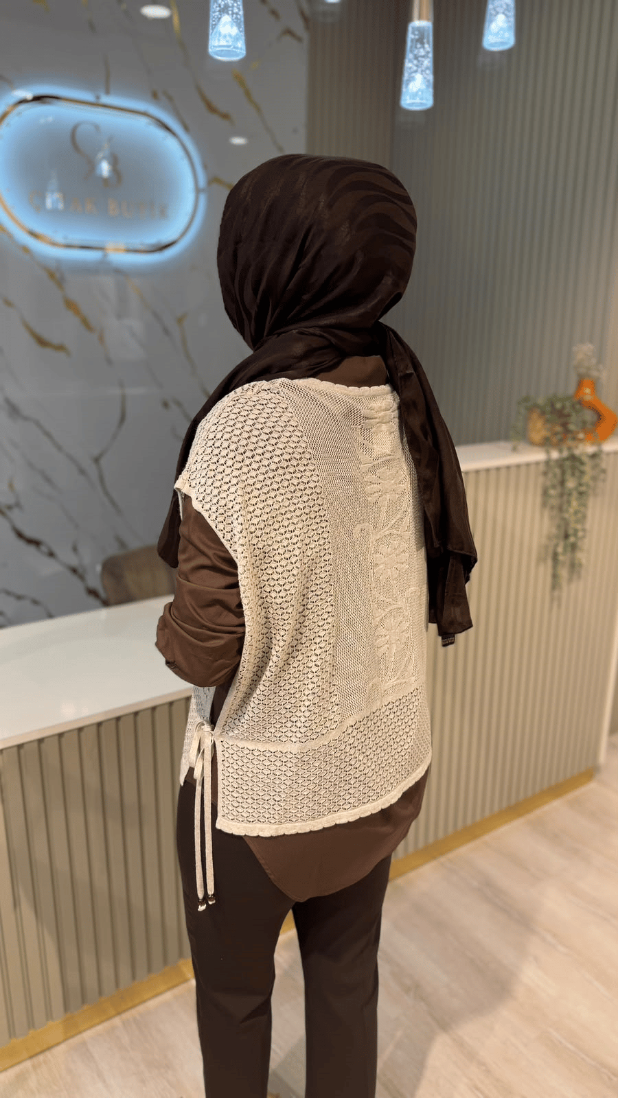 TIĞ TRİKO 22161 KETEN TRİKO SÜVETER VE POPLİN GÖMLEK TAKIM - BEJ-KAHVE