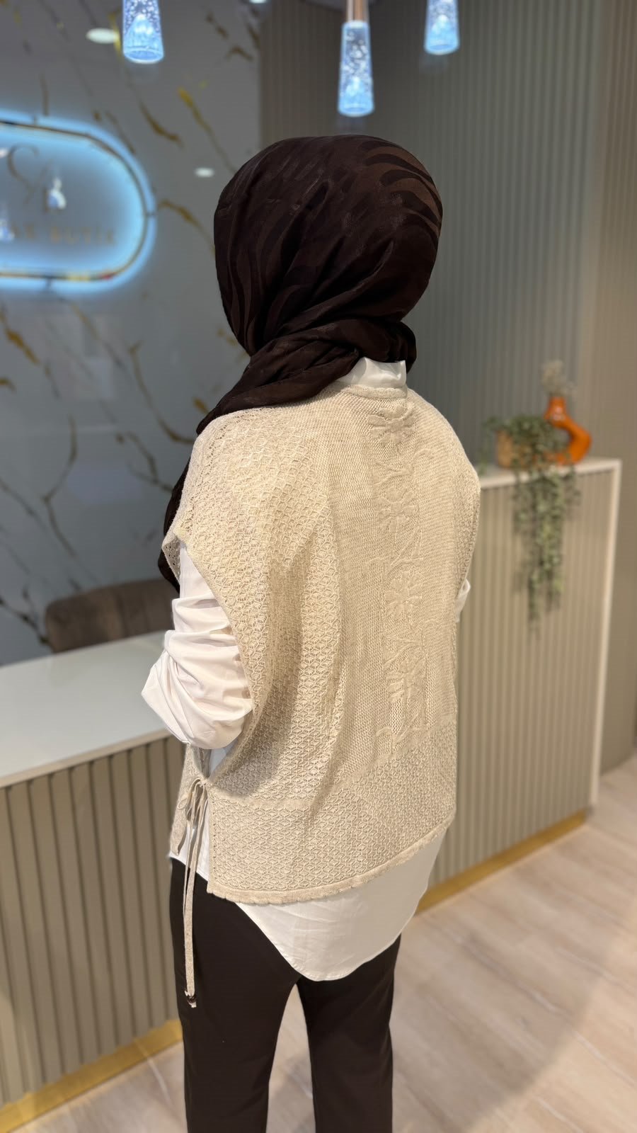 TIĞ TRİKO 22161 KETEN TRİKO SÜVETER VE POPLİN GÖMLEK TAKIM - BEJ-EKRU