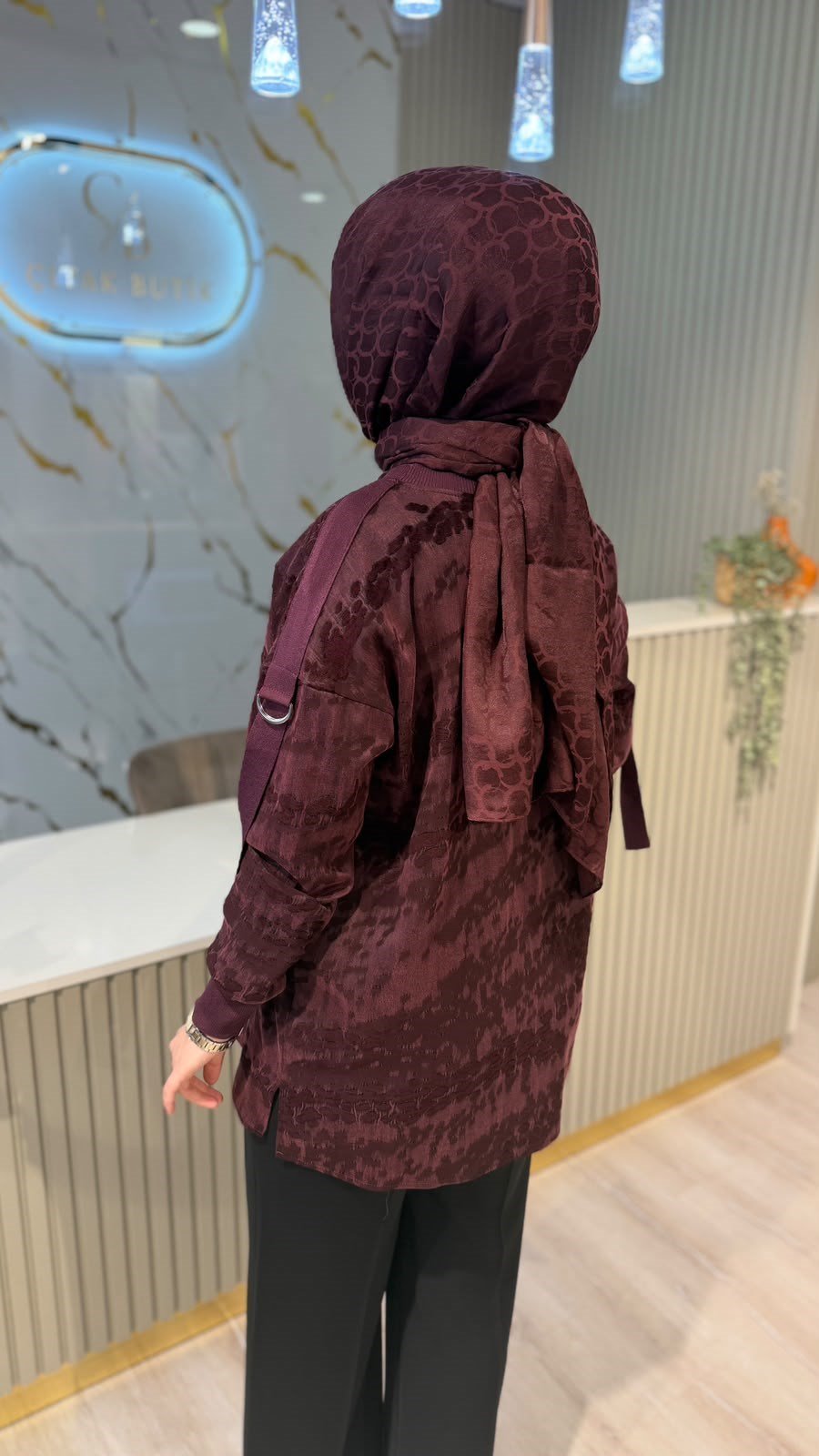 TIĞ TRİKO 4050 OVERSİZE RİBANALI TUNIK-BORDO