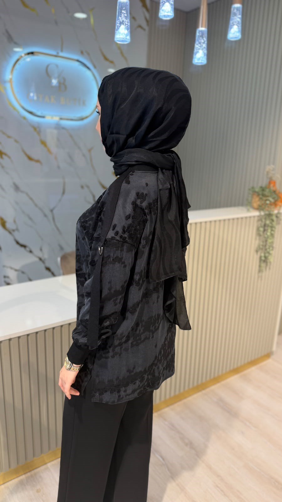 TIĞ TRİKO 4050 OVERSİZE RİBANALI TUNIK-SİYAH