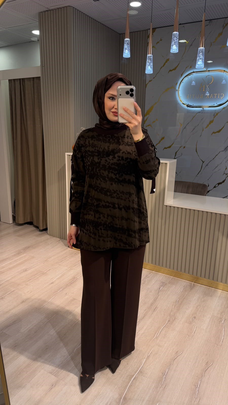 TIĞ TRİKO 4050 OVERSİZE RİBANALI TUNIK-KAHVE