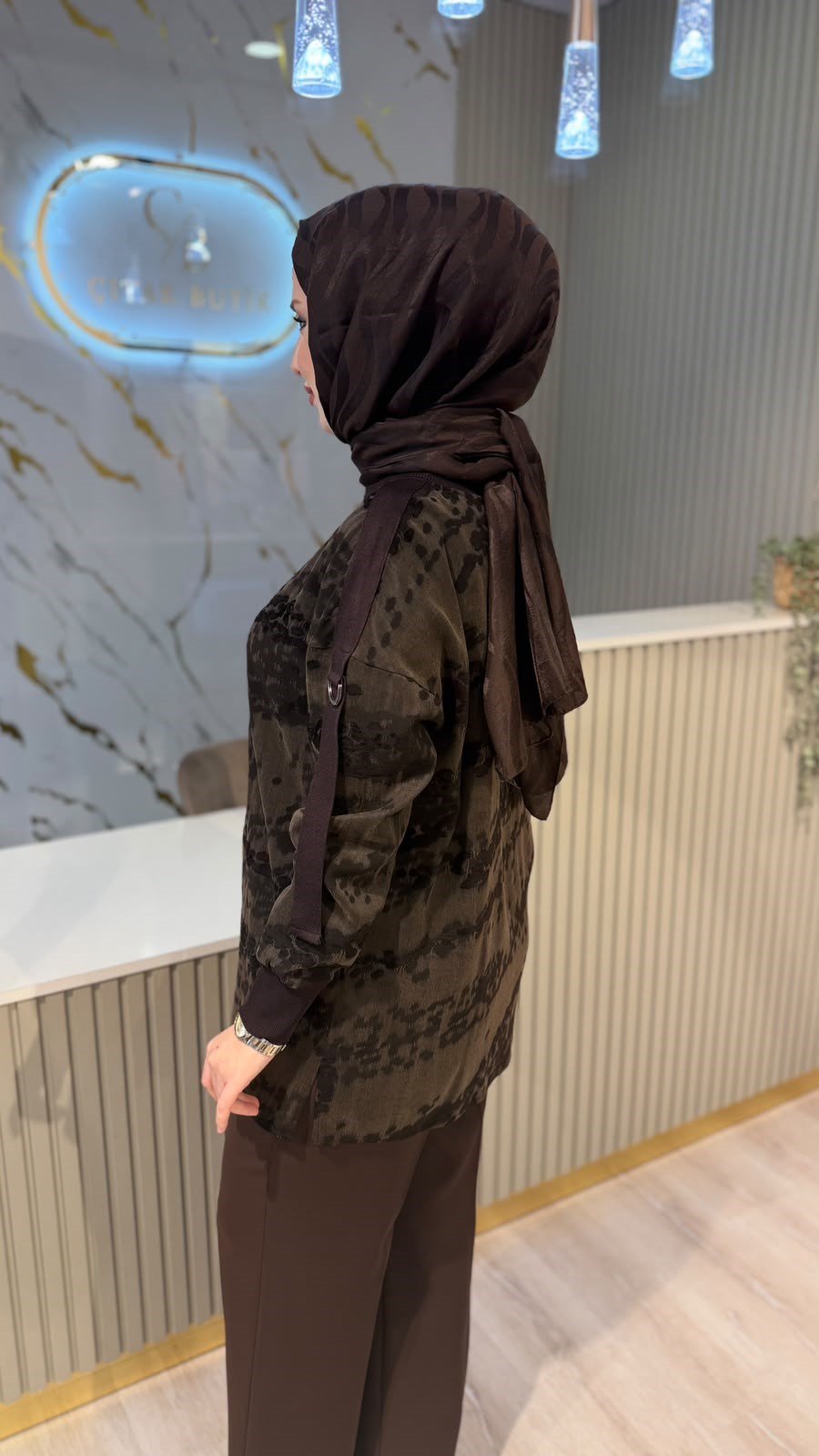 TIĞ TRİKO 4050 OVERSİZE RİBANALI TUNIK-KAHVE