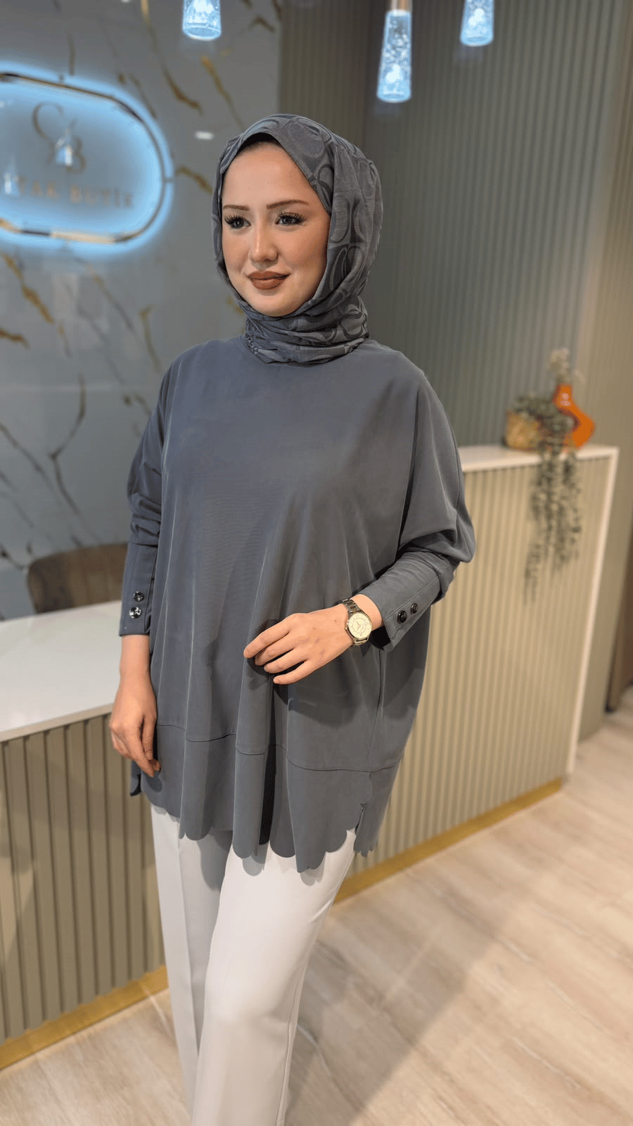 TIĞ TRİKO 4103 OVERSİZE TUNİK - ANTRASİT
