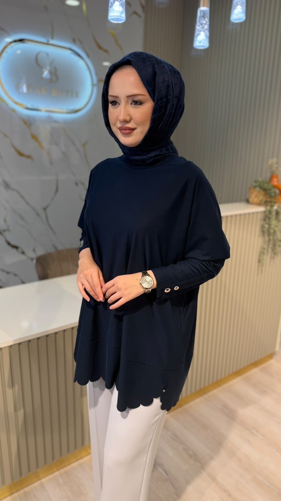 TIĞ TRİKO 4103 OVERSİZE TUNİK - LACİVERT