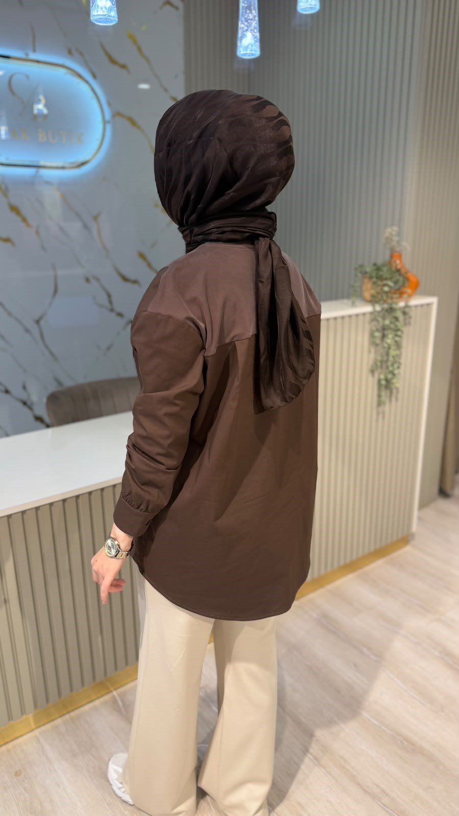 TIĞ TRİKO 4128 MİX BÜZGÜLÜ TUNİK- KAHVE