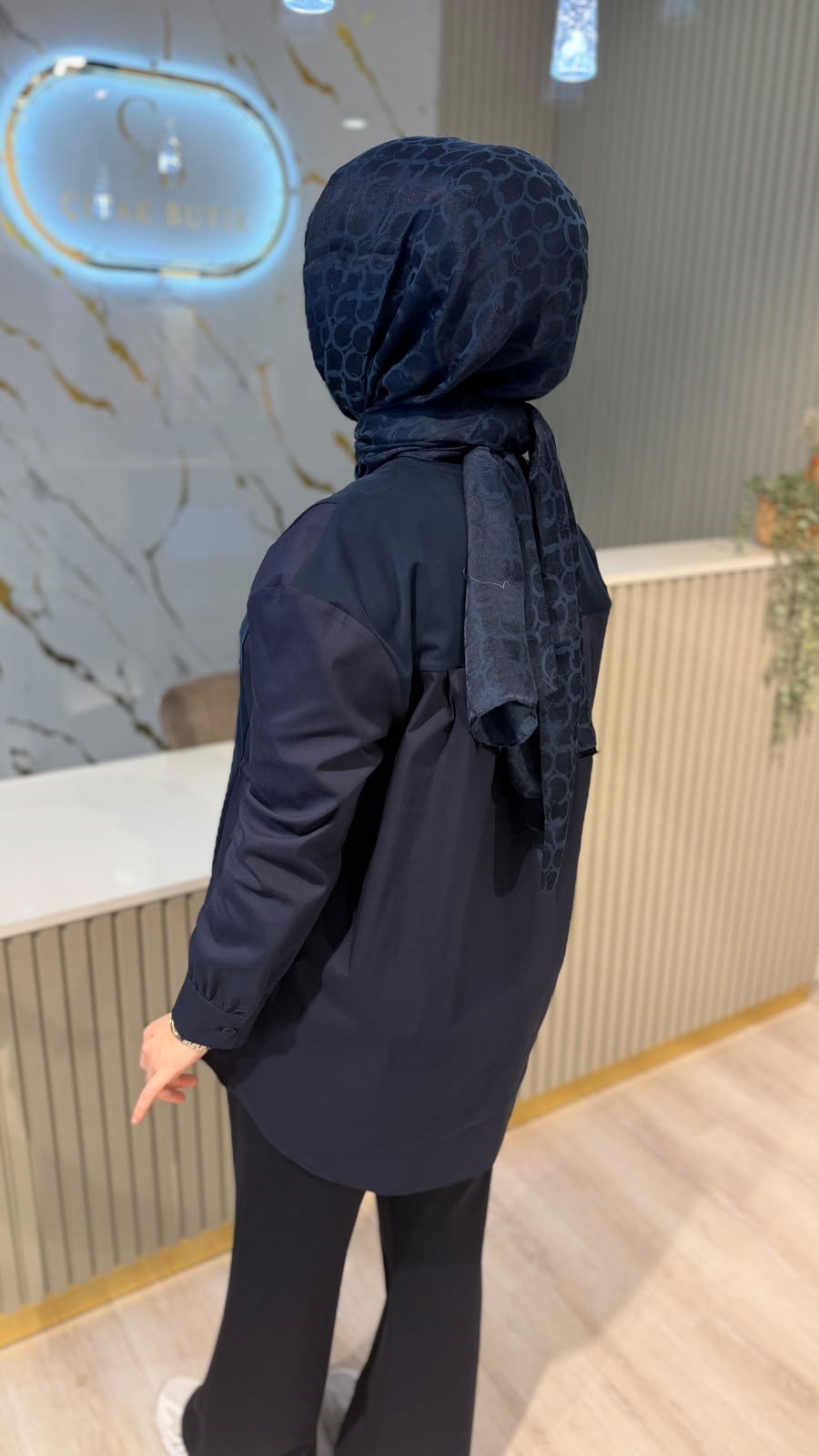 TIĞ TRİKO 4128 MİX BÜZGÜLÜ TUNİK- LACİVERT