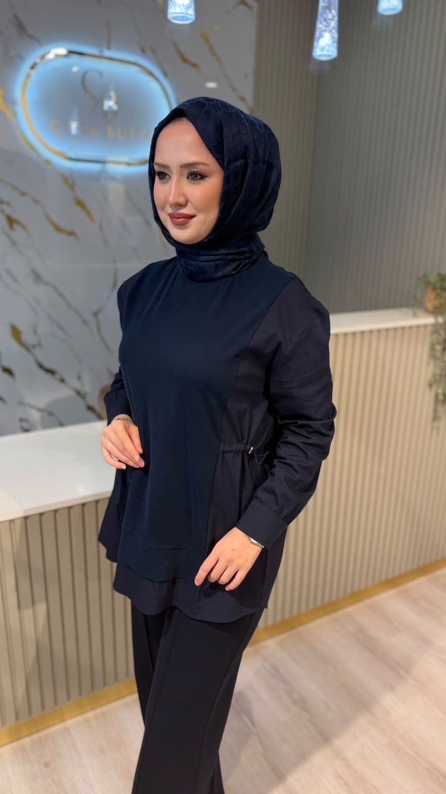 TIĞ TRİKO 4128 MİX BÜZGÜLÜ TUNİK- LACİVERT