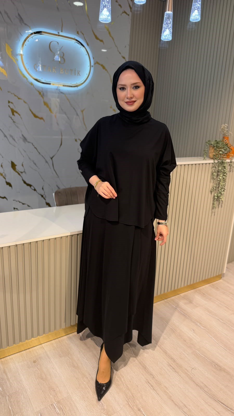 TIĞ TRİKO 5149 VEREV KESİMLİ ETEKLİ TAKIM -SİYAH