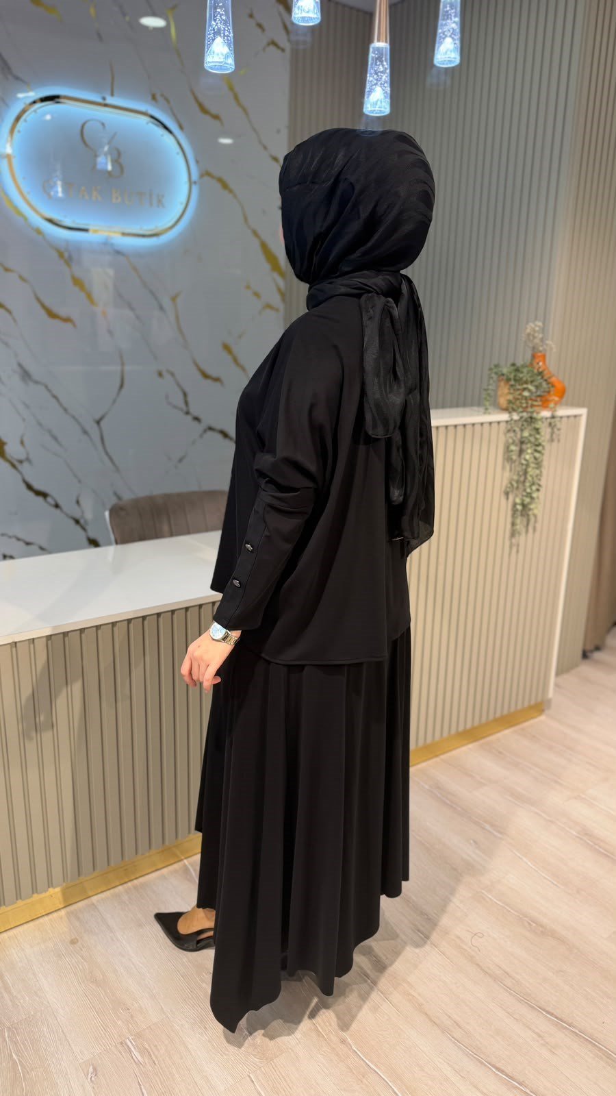 TIĞ TRİKO 5149 VEREV KESİMLİ ETEKLİ TAKIM -SİYAH