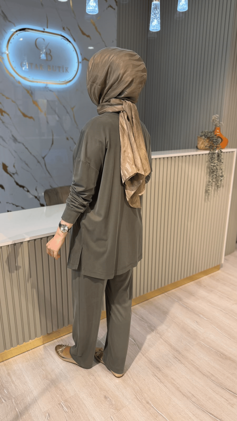 TIĞ TRİKO 5158 ASİMETRİK PANTOLONLU TAKIM- HAKİ