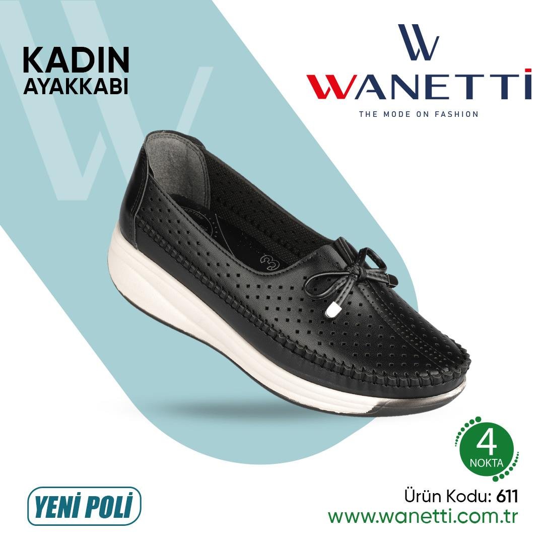 611 Rok Poli Taban Lazerli Fiyonklu Bayan Ayakkabı