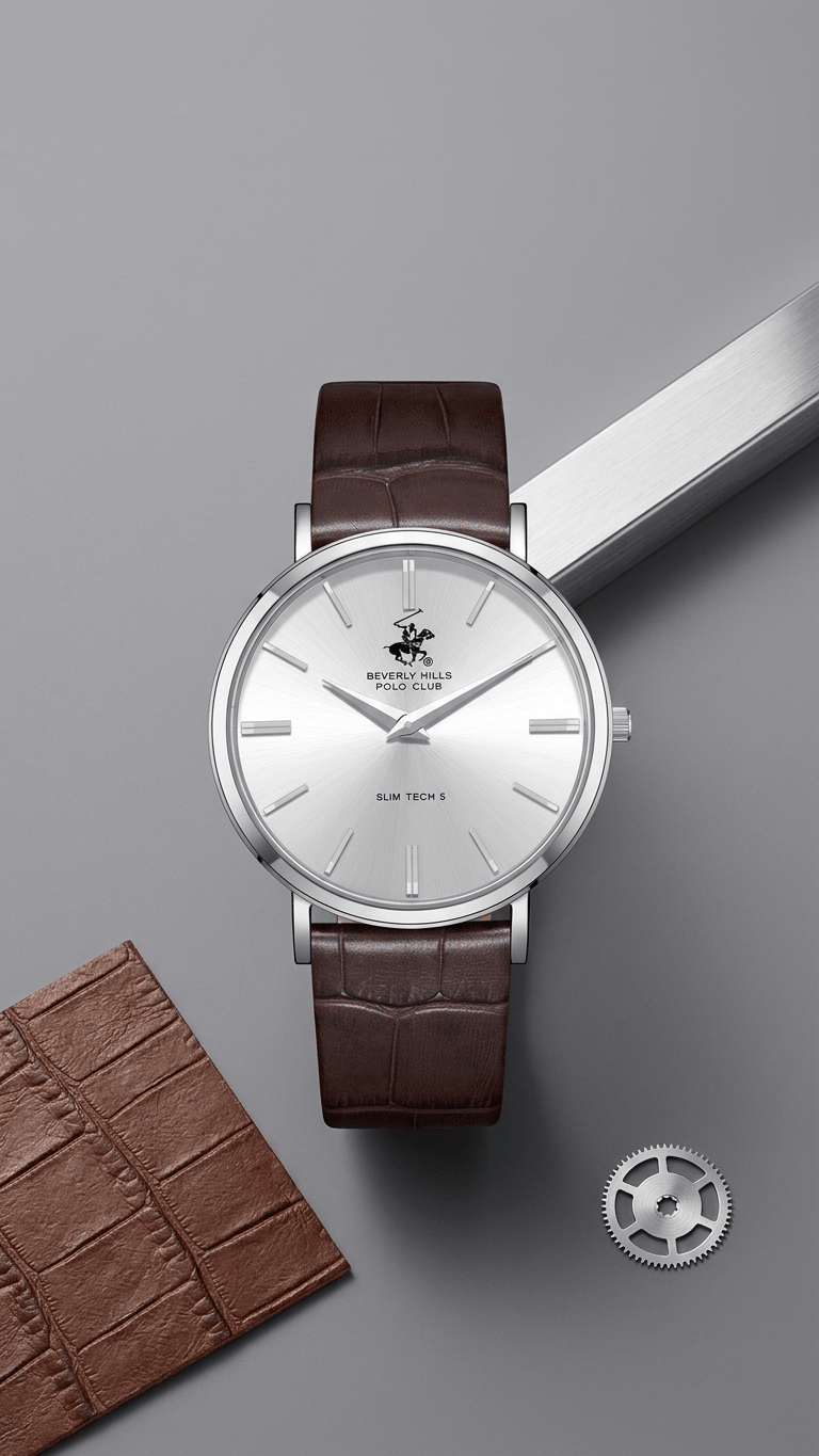 Beverly Hills Polo Club BP3885X.362 Gümüş Kadran Kahverengi Deri Kordon Erkek Kol Saati