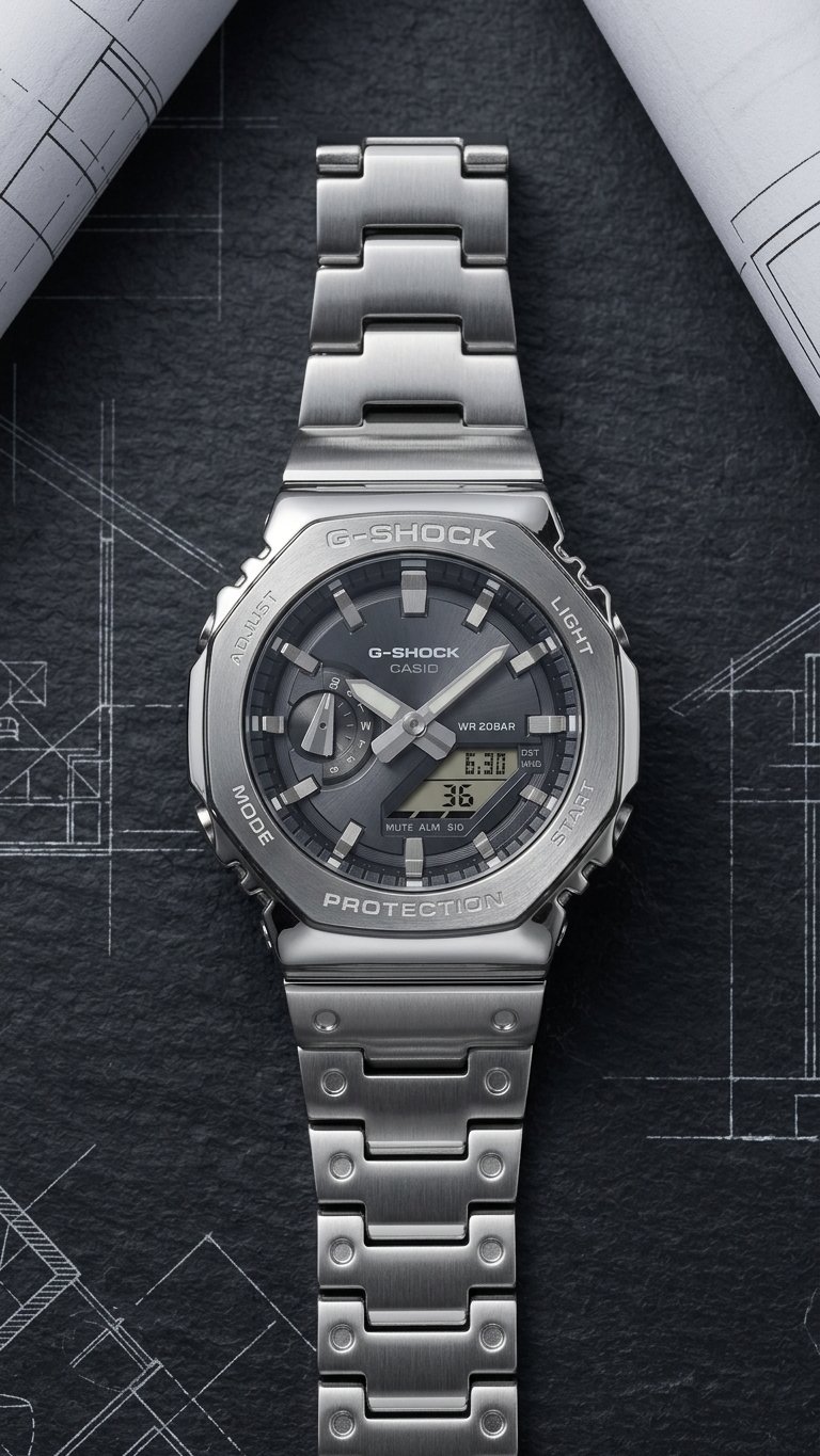 Casio G‑SHOCK GM‑2110D‑8ADR Metal Kordon Erkek Kol Saati