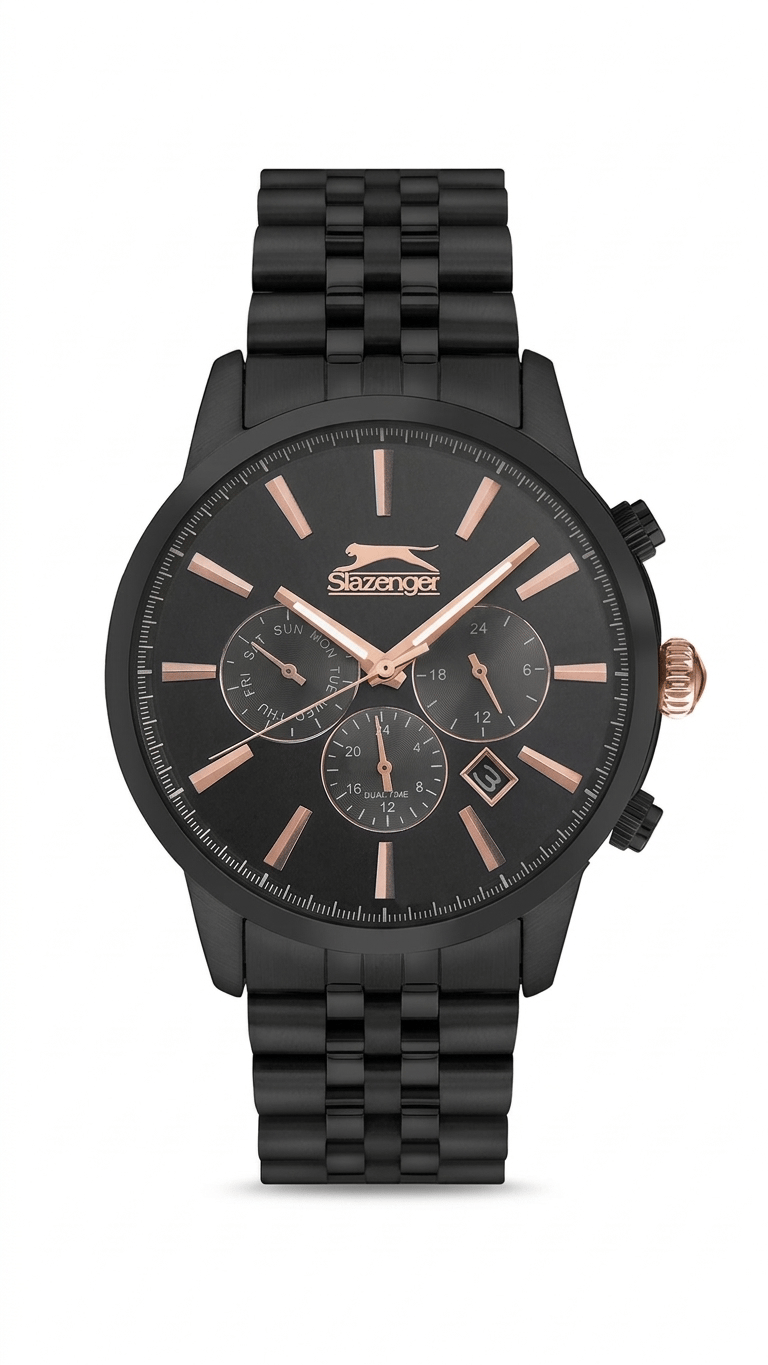 Slazenger SL.09.1812.2.02 Siyah Çelik Kordonlu Erkek Kol Saati