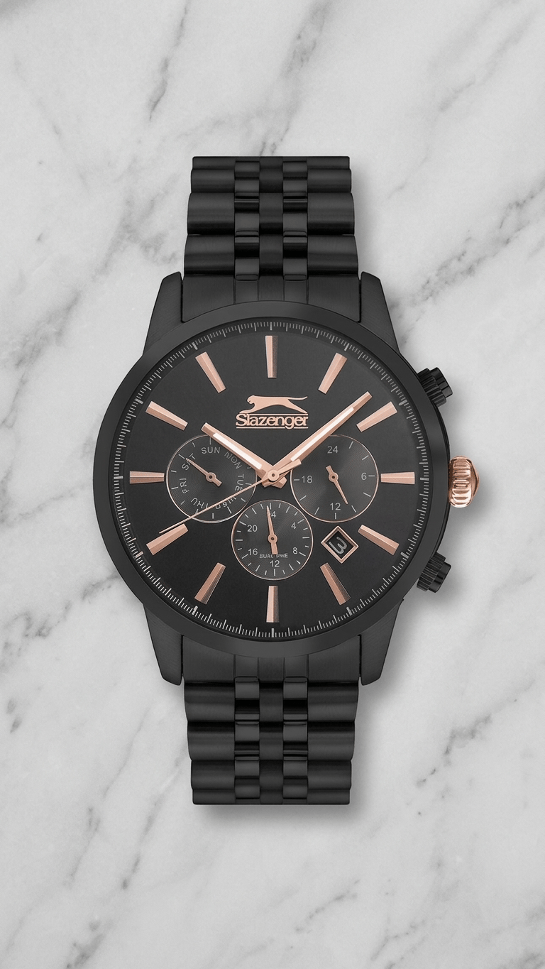 Slazenger SL.09.1812.2.02 Siyah Çelik Kordonlu Erkek Kol Saati