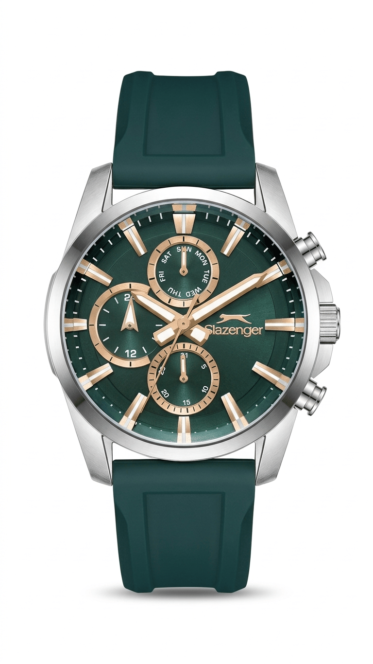 Slazenger SL.09.2523.2.03 Koyu Yeşil Silikon Kordonlu Erkek Kol Saati