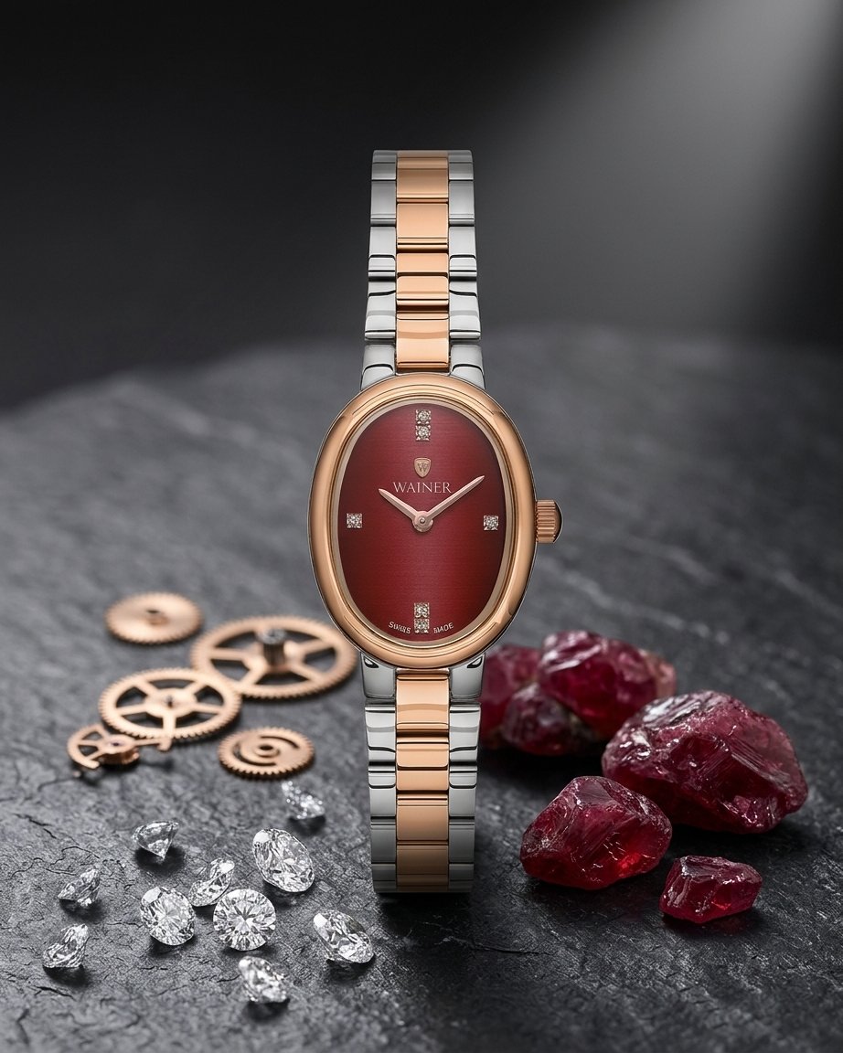 Wainer WA.18130-E Swiss Made Bordo Kadran Kadın Kol Saati
